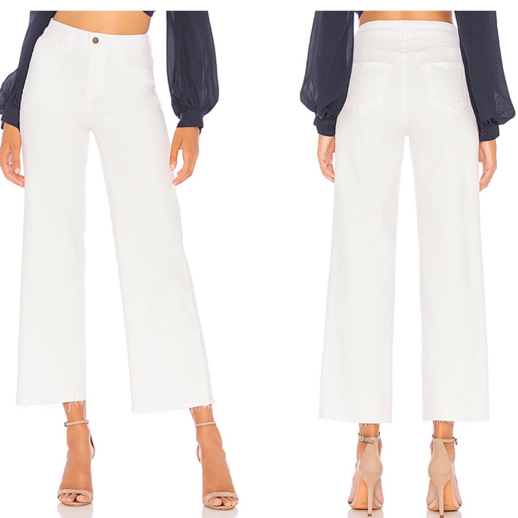 L’agence Danica Wide Leg Jeans Raw Hem White
